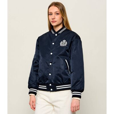 Sporty&Rich; Kurtka bomber H&W; Oversize fit granatowy L Sporty&Rich; Kurtka bomber H&W; Oversize fit granatowy L