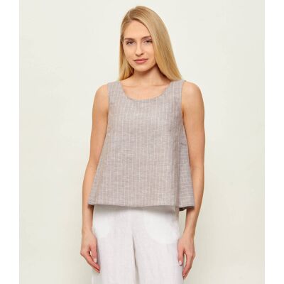 MM Lniany top MMLCALIGA Loose fit beżowy 38 MM Lniany top MMLCALIGA Loose fit beżowy 38
