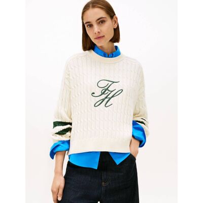 Tommy Hilfiger Sweter Loose fit kremowy XS Tommy Hilfiger Sweter Loose fit kremowy XS