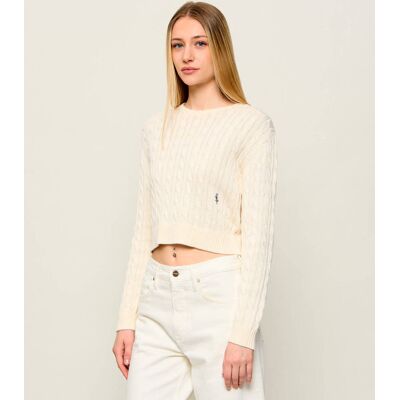 Sporty&Rich; Sweter ISAO Cropped Fit ecru M Sporty&Rich; Sweter ISAO Cropped Fit ecru M