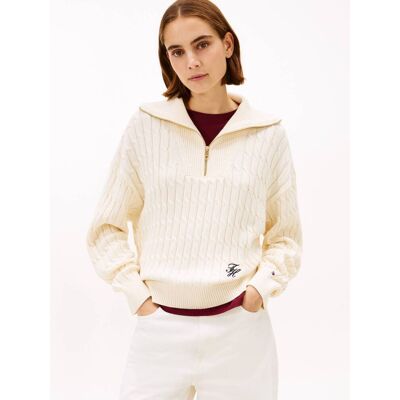 Tommy Hilfiger Sweter Relaxed fit beżowy XS Tommy Hilfiger Sweter Relaxed fit beżowy XS