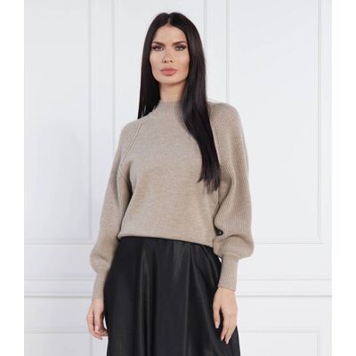 Beatrice B Wełniany sweter z dodatkiem kaszmiru piaskowy XL Beatrice B Wełniany sweter z dodatkiem kaszmiru piaskowy XL