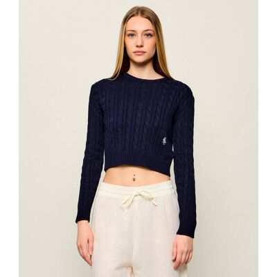 Sporty&Rich; Sweter ISAO Cropped Fit granatowy M Sporty&Rich; Sweter ISAO Cropped Fit granatowy M
