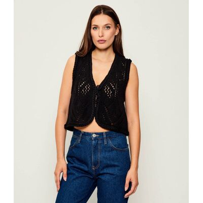 Ba&sh; Wełniana kamizelka GILES Cropped Fit czarny S Ba&sh; Wełniana kamizelka GILES Cropped Fit czarny S