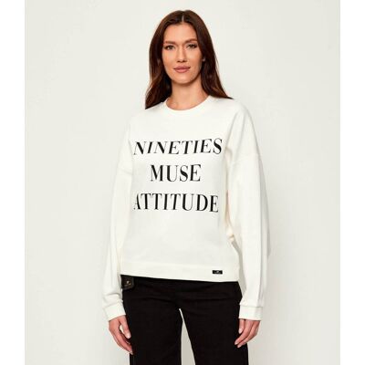 Elisabetta Franchi Bluza Oversize fit ecru 36 Elisabetta Franchi Bluza Oversize fit ecru 36