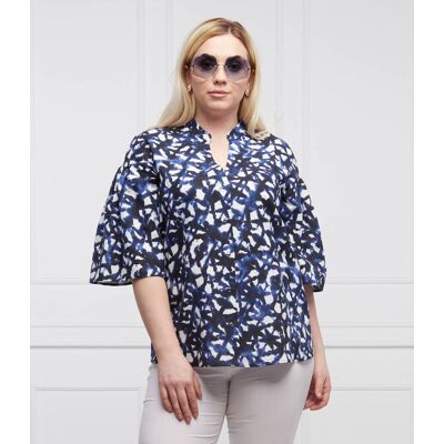 Persona by Marina Rinaldi Koszula FINIRE Plus size Regular Fit z dodatkiem lnu granatowy 40 Persona by Marina Rinaldi Koszula FINIRE Plus size Regular Fit z dodatkiem lnu granatowy 40