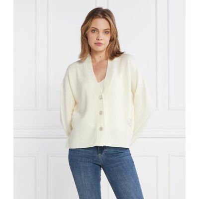Liu Jo Wełniany kardigan Cropped Fit biały L Liu Jo Wełniany kardigan Cropped Fit biały L