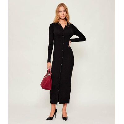 Calvin Klein Sukienka TENCEL RIB z dodatkiem wełny czarny M Calvin Klein Sukienka TENCEL RIB z dodatkiem wełny czarny M