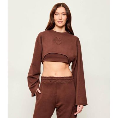 Hugo Blue Bluza Daleisy_B Cropped Fit brązowy S Hugo Blue Bluza Daleisy_B Cropped Fit brązowy S