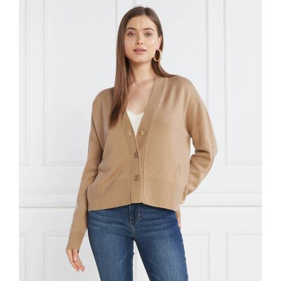 Liu Jo Wełniany kardigan Cropped Fit brązowy L Liu Jo Wełniany kardigan Cropped Fit brązowy L