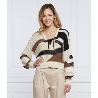 Liu Jo Sweter Cropped Fit beżowy L Liu Jo Sweter Cropped Fit beżowy L