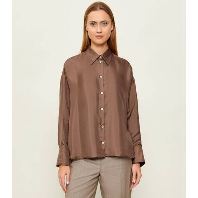 Marella SPORT Jedwabna koszula MLMFARO Relaxed fit brązowy 40 Marella SPORT Jedwabna koszula MLMFARO Relaxed fit brązowy 40