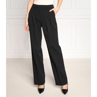 Calvin Klein Spodnie TWILL PLEATED Straight fit z dodatkiem wełny czarny 38 Calvin Klein Spodnie TWILL PLEATED Straight fit z dodatkiem wełny czarny 38