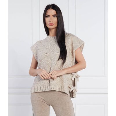 Beatrice B Kamizelka GILET Regular Fit z dodatkiem wełny beżowy OS Beatrice B Kamizelka GILET Regular Fit z dodatkiem wełny beżowy OS
