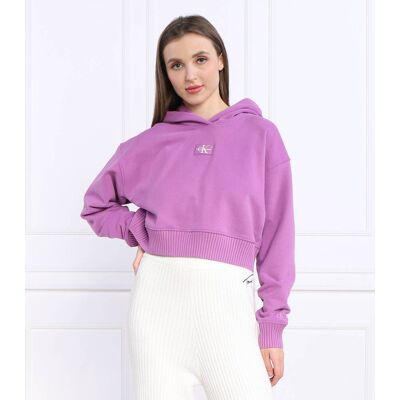 Calvin Klein Jeans Bluza BADGE WIDE SLEEVES Cropped Fit fioletowy XL Calvin Klein Jeans Bluza BADGE WIDE SLEEVES Cropped Fit fioletowy XL