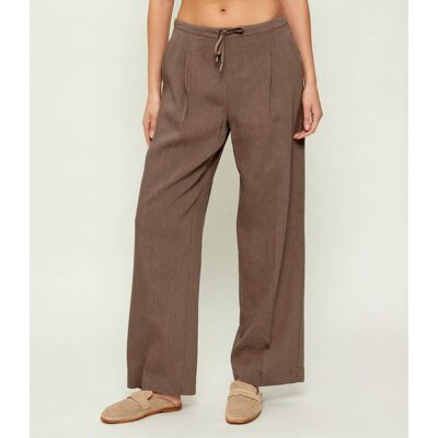 Marella SPORT Spodnie MLMALLORO Loose fit z dodatkiem lnu brązowy 40 Marella SPORT Spodnie MLMALLORO Loose fit z dodatkiem lnu brązowy 40