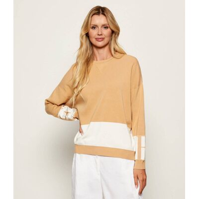 Elisabetta Franchi Sweter Regular Fit beżowy 36 Elisabetta Franchi Sweter Regular Fit beżowy 36