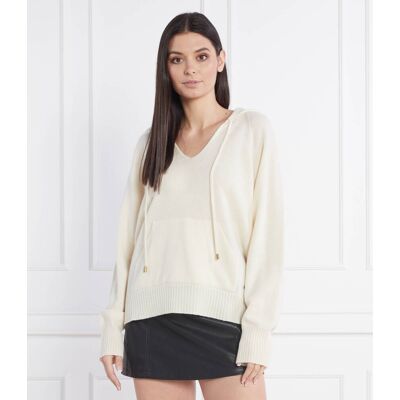 TWINSET Wełniany sweter Regular Fit z dodatkiem kaszmiru beżowy XL TWINSET Wełniany sweter Regular Fit z dodatkiem kaszmiru beżowy XL