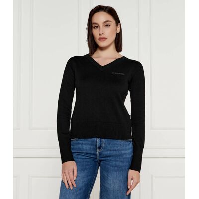 Guess Jeans Sweter Regular Fit z dodatkiem wełny czarny XS Guess Jeans Sweter Regular Fit z dodatkiem wełny czarny XS
