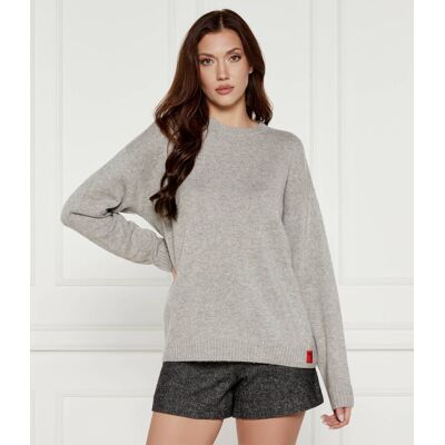 MAX&Co.; Wełniany sweter MAURA Relaxed fit z dodatkiem kaszmiru szary L MAX&Co.; Wełniany sweter MAURA Relaxed fit z dodatkiem kaszmiru szary L