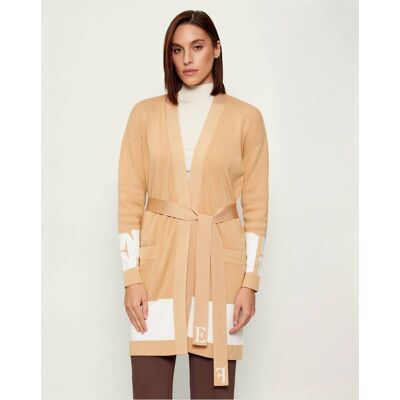 Elisabetta Franchi Kardigan Regular Fit beżowy 34 Elisabetta Franchi Kardigan Regular Fit beżowy 34