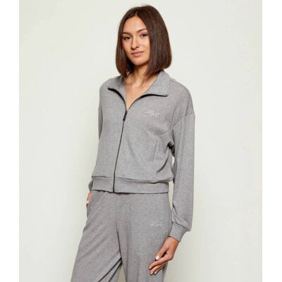 Karl Lagerfeld Bluza Signature Lurex Regular Fit szary XS Karl Lagerfeld Bluza Signature Lurex Regular Fit szary XS