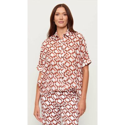 MM Koszula Bchariete Relaxed fit z dodatkiem jedwabiu czerwony 40 MM Koszula Bchariete Relaxed fit z dodatkiem jedwabiu czerwony 40