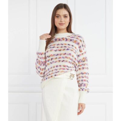 Pinko Sweter Regular Fit z dodatkiem wełny biały L Pinko Sweter Regular Fit z dodatkiem wełny biały L