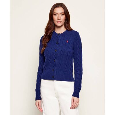 Polo Ralph Lauren Wełniany kardigan Slim Fit z dodatkiem kaszmiru chabrowy XS Polo Ralph Lauren Wełniany kardigan Slim Fit z dodatkiem kaszmiru chabrowy XS