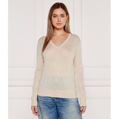 Tommy Hilfiger Wełniany sweter Regular Fit kremowy XL Tommy Hilfiger Wełniany sweter Regular Fit kremowy XL