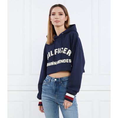 Tommy Hilfiger Bluza THXSM FLEECE CROP GRAPHIC Cropped Fit granatowy XL Tommy Hilfiger Bluza THXSM FLEECE CROP GRAPHIC Cropped Fit granatowy XL