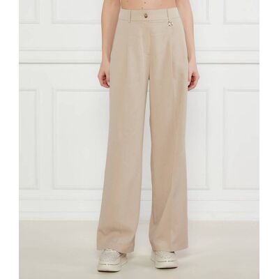 Joop! Spodnie Polly flare fit z dodatkiem lnu beżowy 38 Joop! Spodnie Polly flare fit z dodatkiem lnu beżowy 38
