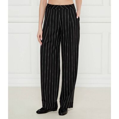 Marc Cain Spodnie flare fit z dodatkiem lnu czarny 42 Marc Cain Spodnie flare fit z dodatkiem lnu czarny 42
