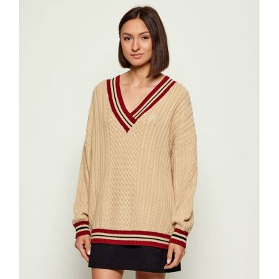 Guess Sweter Oversize fit beżowy M Guess Sweter Oversize fit beżowy M