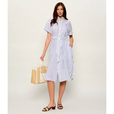 Polo Ralph Lauren Lniana sukienka z paskiem niebieski 42 Polo Ralph Lauren Lniana sukienka z paskiem niebieski 42