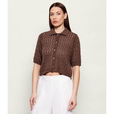 Marella SPORT Kardigan MLMVOTO Cropped Fit brązowy L Marella SPORT Kardigan MLMVOTO Cropped Fit brązowy L