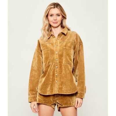 One Teaspoon Koszula DARIA Loose fit sztruks camel S One Teaspoon Koszula DARIA Loose fit sztruks camel S