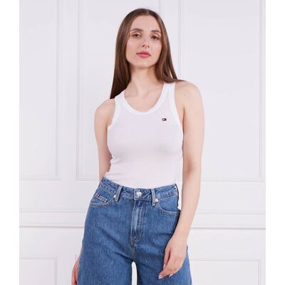 Tommy Hilfiger Top THXSM RIB TANK TOP Regular Fit biały L Tommy Hilfiger Top THXSM RIB TANK TOP Regular Fit biały L