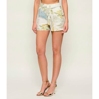 Guess Lniane szorty KIRSTEN Slim Fit beżowy XS Guess Lniane szorty KIRSTEN Slim Fit beżowy XS