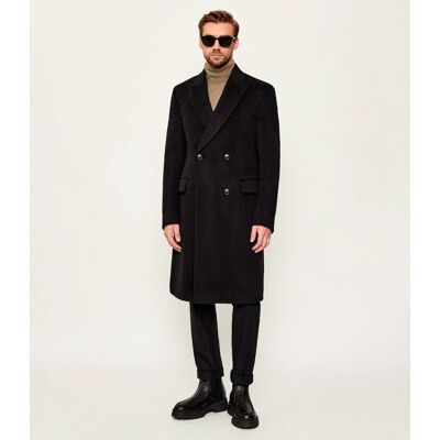 Boss BLACK Wełniany płaszcz H-Hyde-DB-Peak-254 czarny 54 Boss BLACK Wełniany płaszcz H-Hyde-DB-Peak-254 czarny 54
