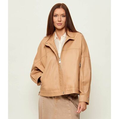 Pinko Skórzana kurtka BAILEE Relaxed fit beżowy XL Pinko Skórzana kurtka BAILEE Relaxed fit beżowy XL