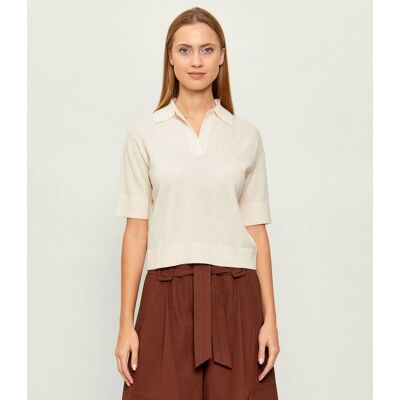 Marella SPORT Wełniany sweter MLMFELTRO Regular Fit z dodatkiem kaszmiru ecru S Marella SPORT Wełniany sweter MLMFELTRO Regular Fit z dodatkiem kaszmiru ecru S