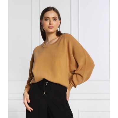 Patrizia Pepe Wełniany sweter Regular Fit camel L Patrizia Pepe Wełniany sweter Regular Fit camel L