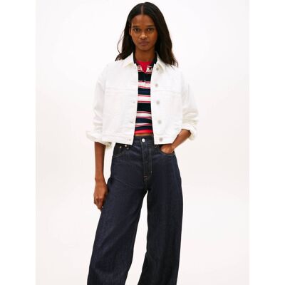 Tommy Jeans Kurtka jeansowa Cropped Fit biały M Tommy Jeans Kurtka jeansowa Cropped Fit biały M