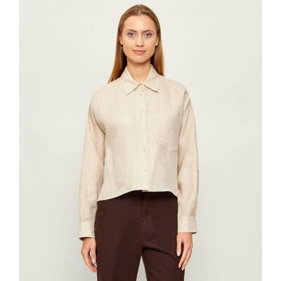 Weekend MaxMara Lniana koszula WKDCAPO Relaxed fit beżowy 34 Weekend MaxMara Lniana koszula WKDCAPO Relaxed fit beżowy 34