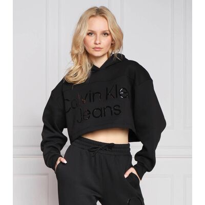 Calvin Klein Jeans Bluza SHINY INSTITUTIONAL Cropped Fit czarny L Calvin Klein Jeans Bluza SHINY INSTITUTIONAL Cropped Fit czarny L