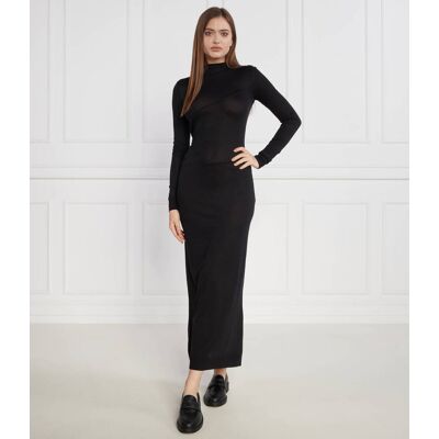 Calvin Klein Sukienka GATHERED WAIST LYOCELL czarny S Calvin Klein Sukienka GATHERED WAIST LYOCELL czarny S