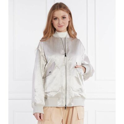MM Satynowa kurtka bomber Oversize fit z dodatkiem wełny srebrny 34 MM Satynowa kurtka bomber Oversize fit z dodatkiem wełny srebrny 34