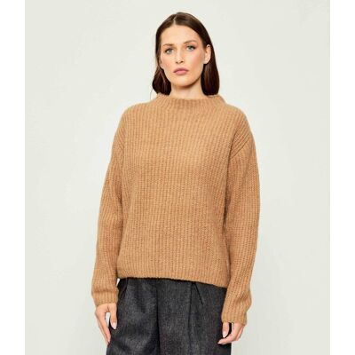 Joop! Sweter Kolla Regular Fit z dodatkiem wełny camel 34 Joop! Sweter Kolla Regular Fit z dodatkiem wełny camel 34