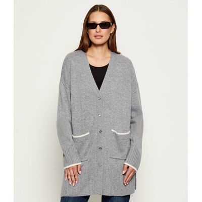 Pinko Wełniany kardigan TASMANIA Relaxed fit z dodatkiem kaszmiru szary XS Pinko Wełniany kardigan TASMANIA Relaxed fit z dodatkiem kaszmiru szary XS